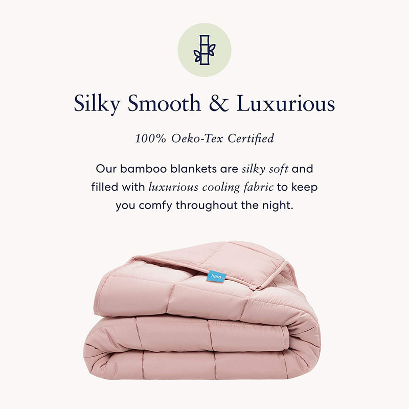 Luna Cooling Silky Bamboo Weighted Blanket, 80 x 60 Inch, 20 Lbs, Pink, Queen