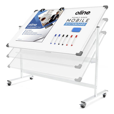 Oline Mobile Double Sided Rolling Adjustable Dry Erase Magnetic White Board