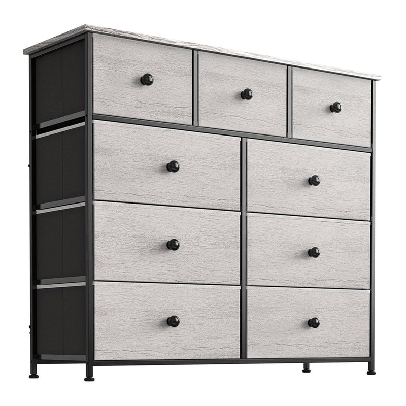 9 Drawer Steel Frame Bedroom Storage Chest Dresser, Dark Taupe (For Parts)