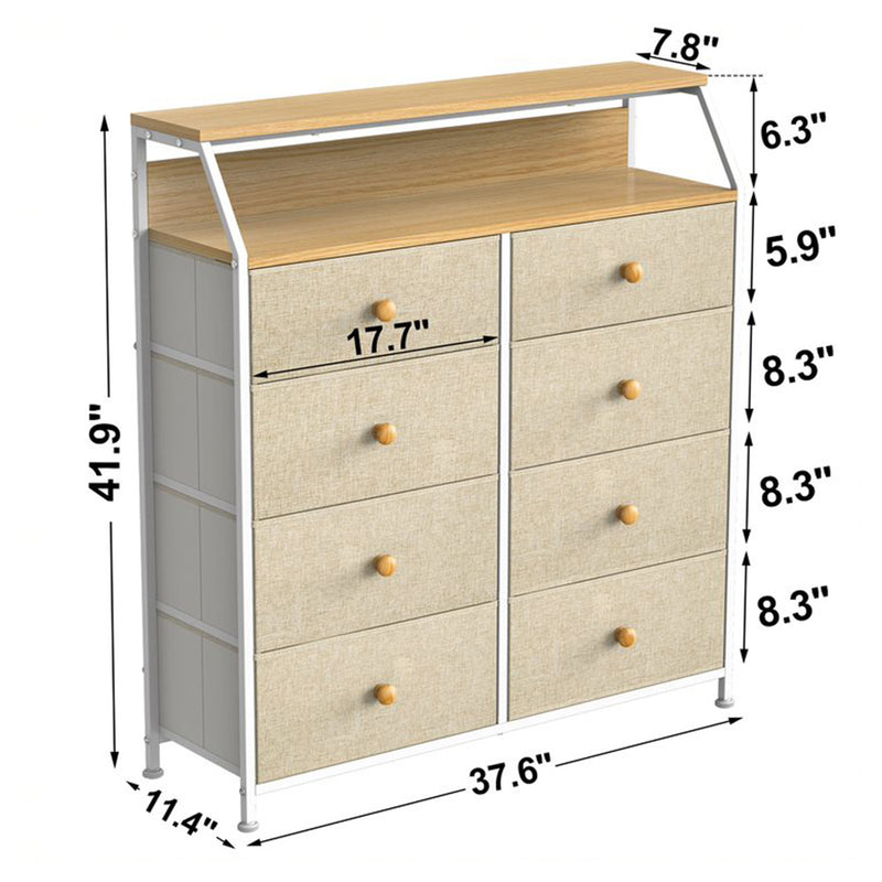 8 Drawer Wood Top Storage Organizer with 2 Additional Drawers, Taupe (Open Box)