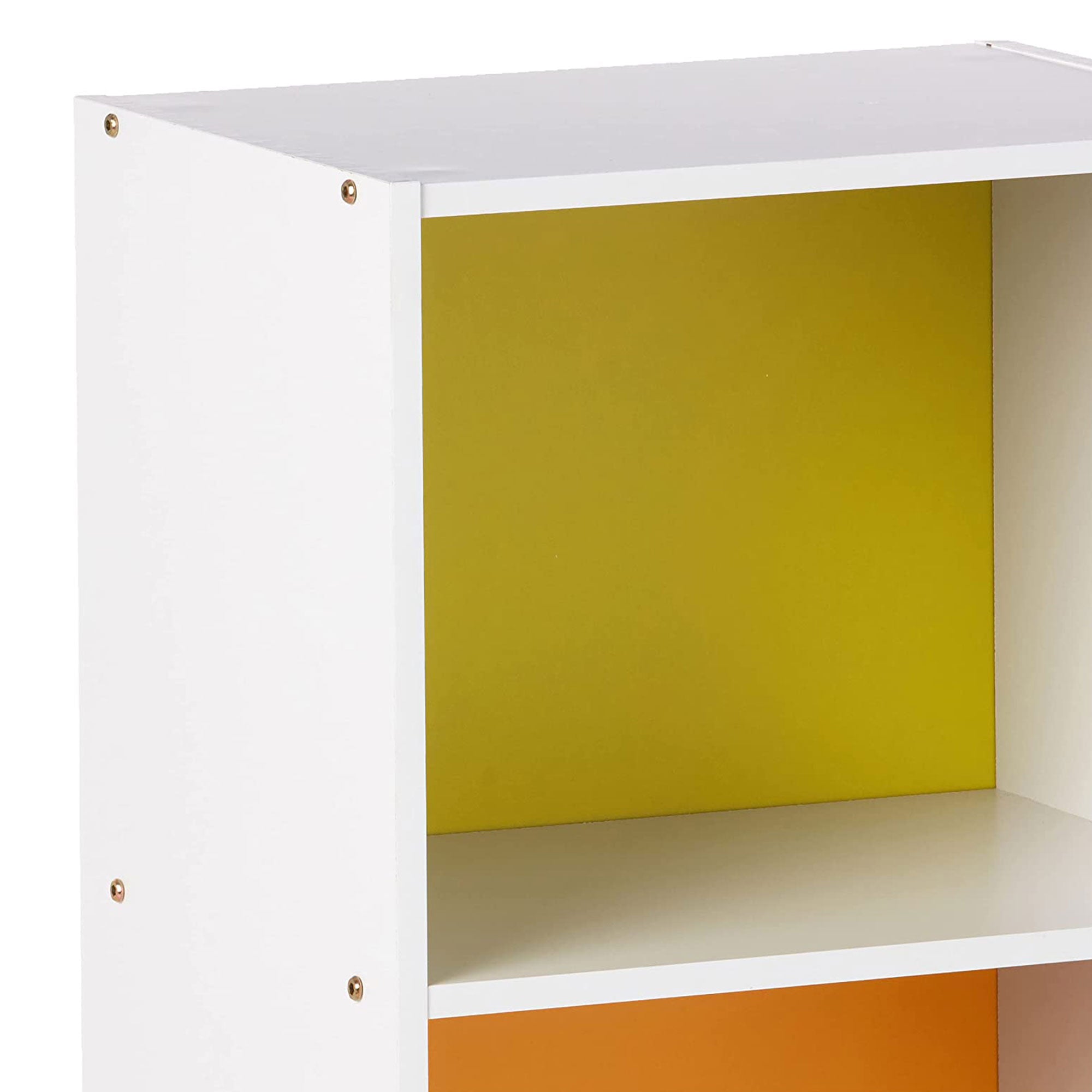 Hodedah Import 12 x 16 x 47 Inch 4 Shelf Bookcase Organizer, White and Rainbow - VMInnovations
