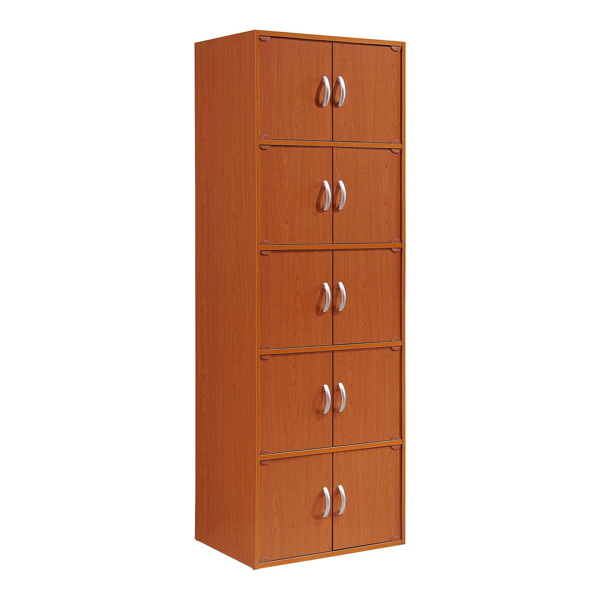 Hodedah 10 Door Enclosed Multipurpose Storage Cabinet for Home/Office, Cherry - VMInnovations