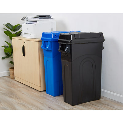 United Solutions 23 Gallon Highboy Kitchen Recycling Bin with Swing Lid, Black