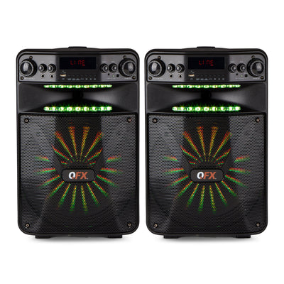 QFX 12" Bluetooth Rechargeable Speakers w/ LED Lights & Smart App Sync (2 Pack)
