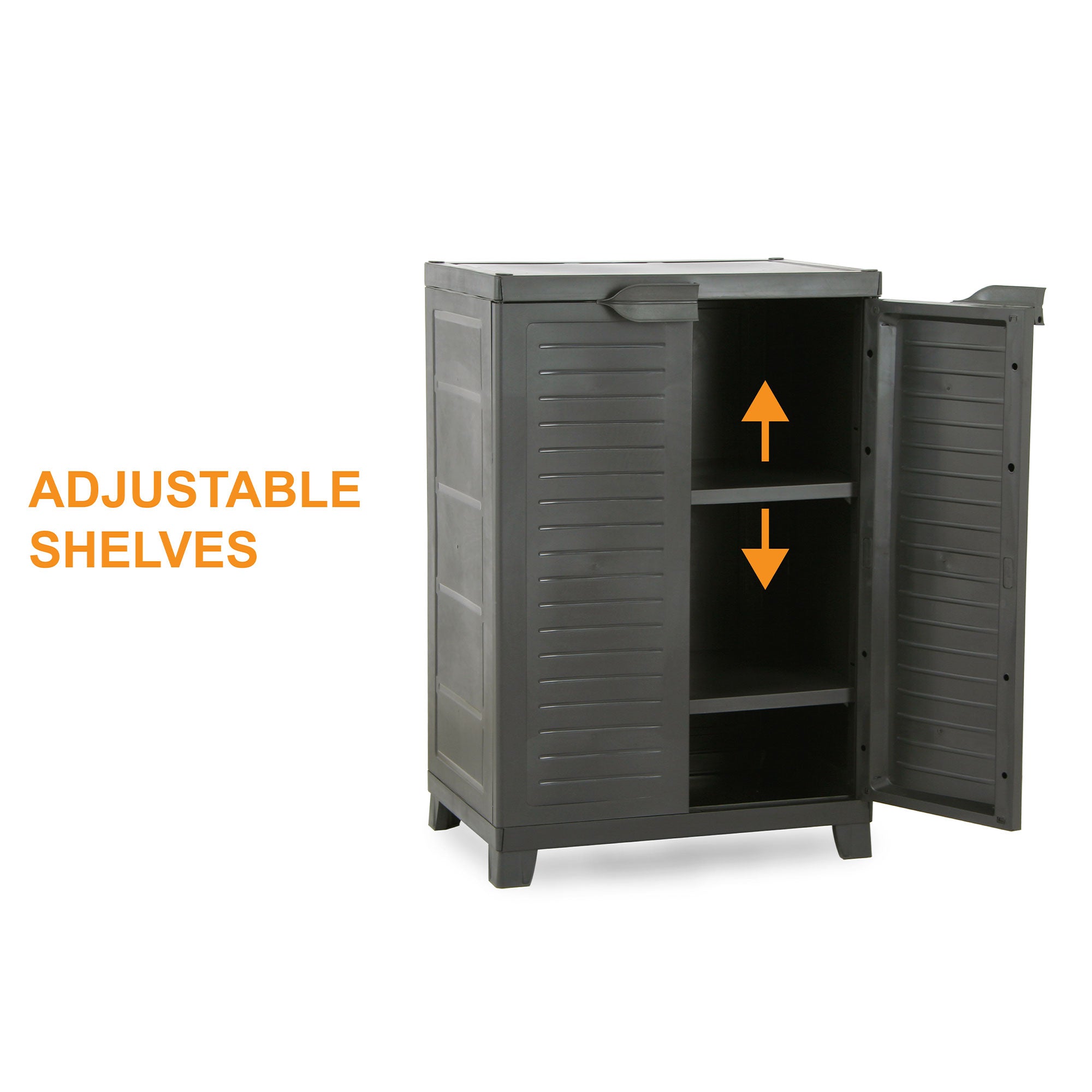 RAM Quality Products ELITE Adjustable 2 Shelf Storage Utility Cabinet, Dark Gray - VMInnovations