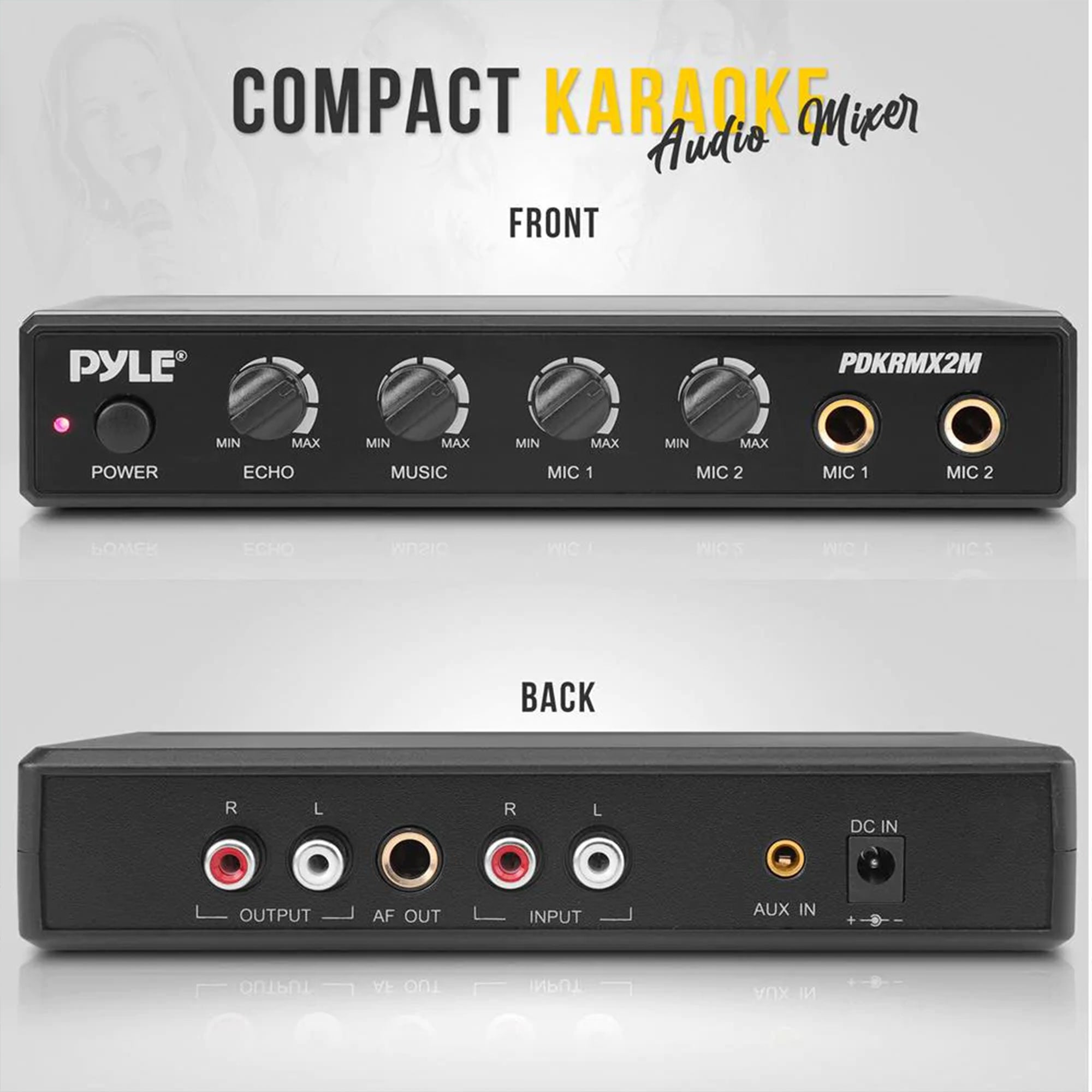Pyle Karaoke Audio Mixer w/ Mic Level, Music Level, & Echo Controls (Open Box) - VMInnovations