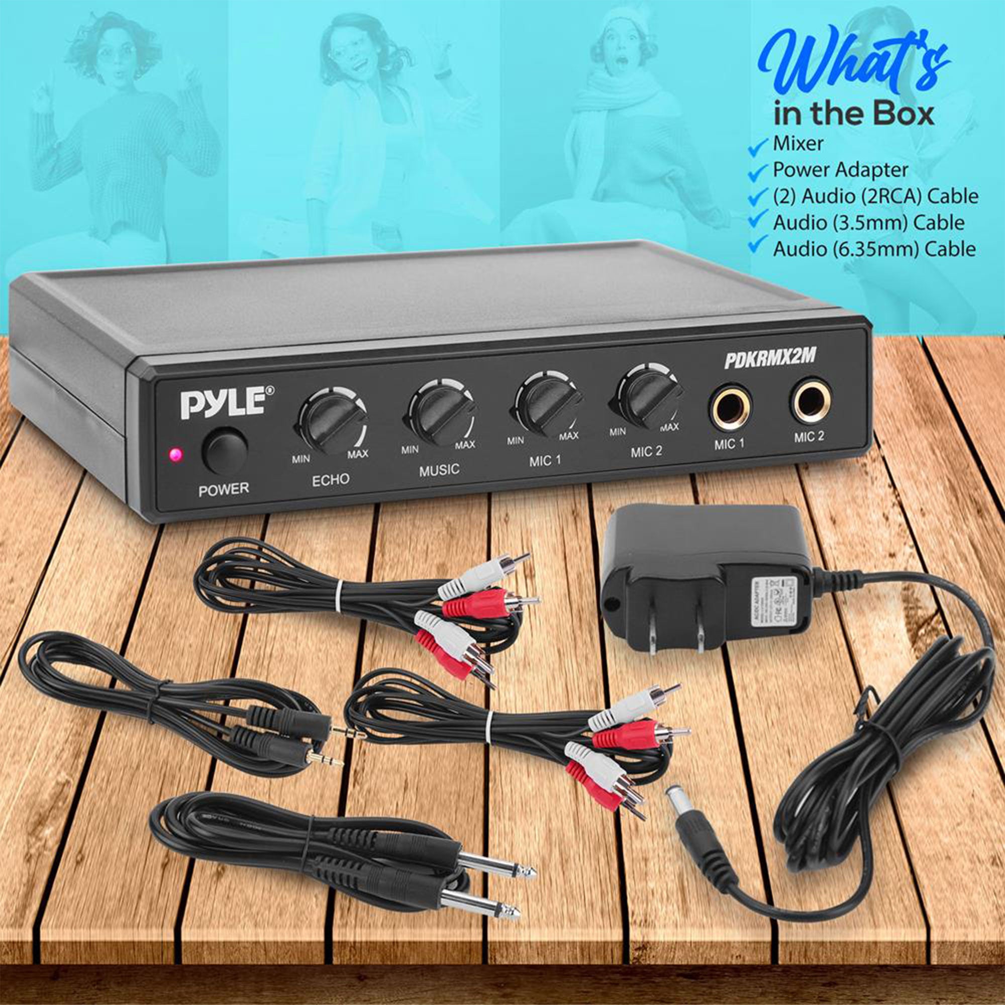Pyle Karaoke Audio Mixer w/ Mic Level, Music Level, & Echo Controls (Open Box) - VMInnovations