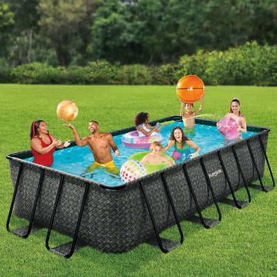 16'x8'x42" Oasis Rectangle Outdoor Above Ground Swimming Pool, Gray (Open Box)