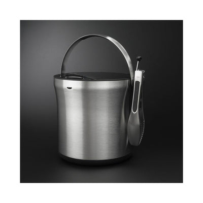 OXO 3107300 Stainless Steel Insulated Ice Bucket Bin with Clear Lid and Tong Set