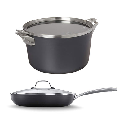 Calphalon 12 Inch Hard Anodized Nonstick Frying Pan and 12 Quart Stock Pot w/Lid