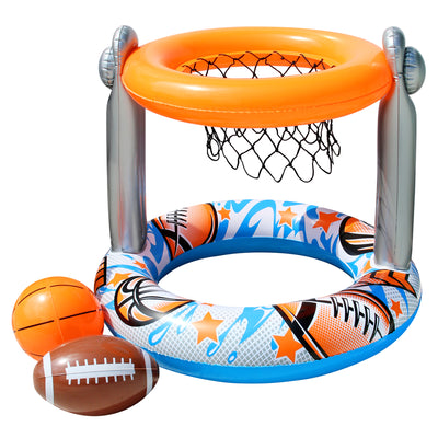 Banzai 2 'N 1 Swimming Pool Sport Set, Basketball Hoop & Football (Open Box)