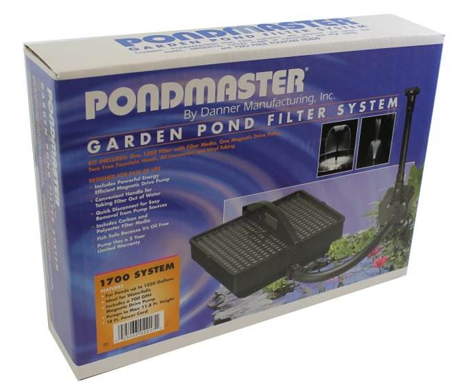 Pondmaster 02217 1700 Pond Fountain Pump Filter Kit 700 GPH & Fountain Head Set