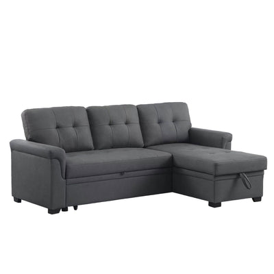 Lilola Home Performance Leather Sectional Sleeper Sofa with Storage, Gray (Used)