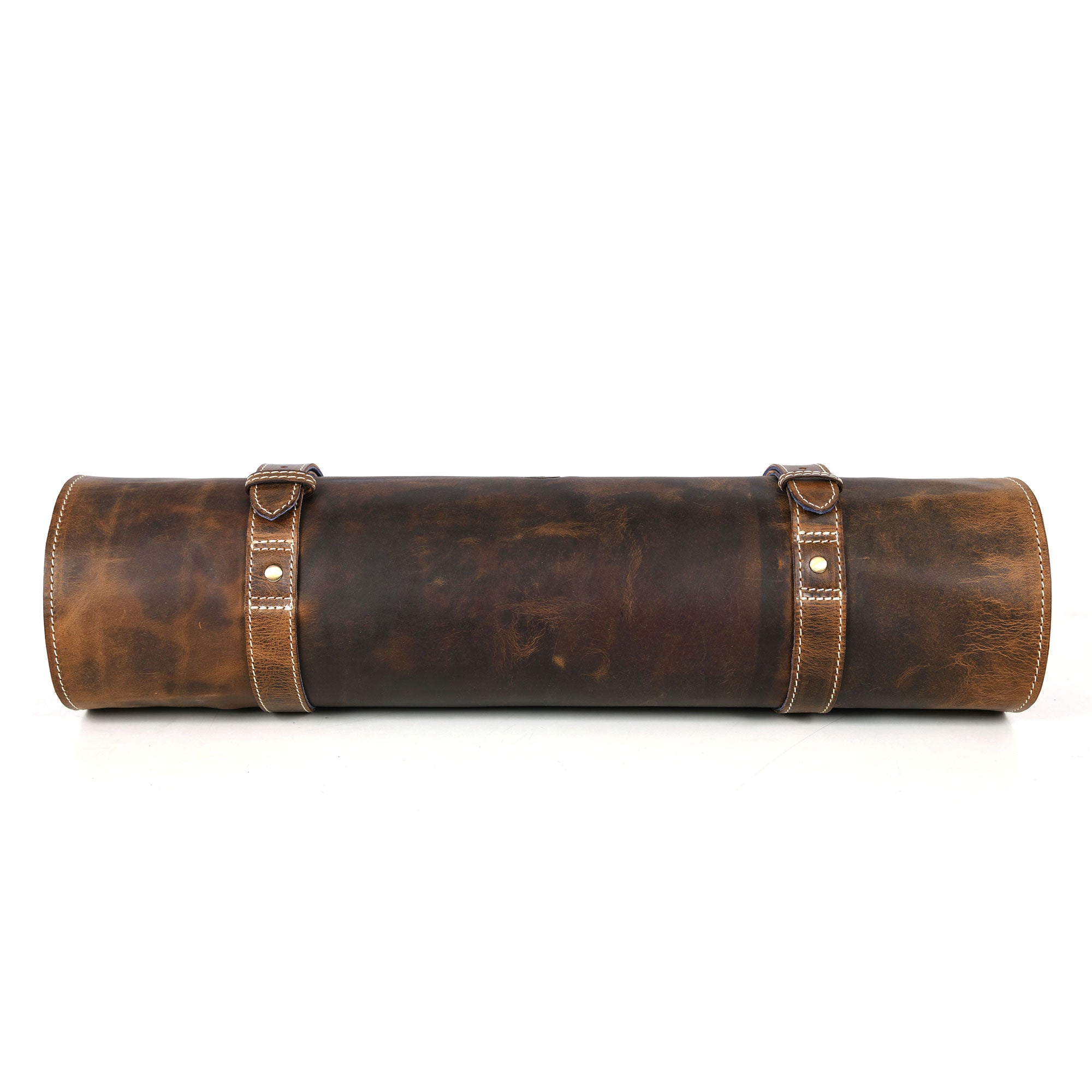 Aaron Leather Goods Tuscania Knife Roll Storage Bag Case, Cedar & Royal Blue - VMInnovations