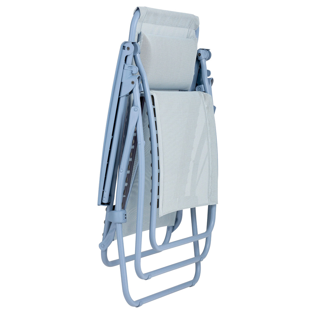 Lafuma R Clip Reclining Foldable Zero Gravity Relaxation Patio Chair, Ciel Blue - VMInnovations