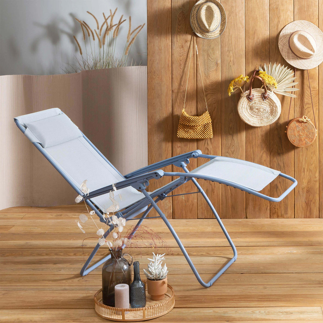Lafuma R Clip Reclining Foldable Zero Gravity Relaxation Patio Chair, Ciel Blue - VMInnovations