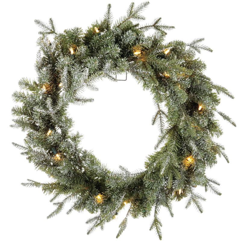 Noma 24" Frosted Artificial Battery Operated Pre Lit Holiday Wreath (Open Box)