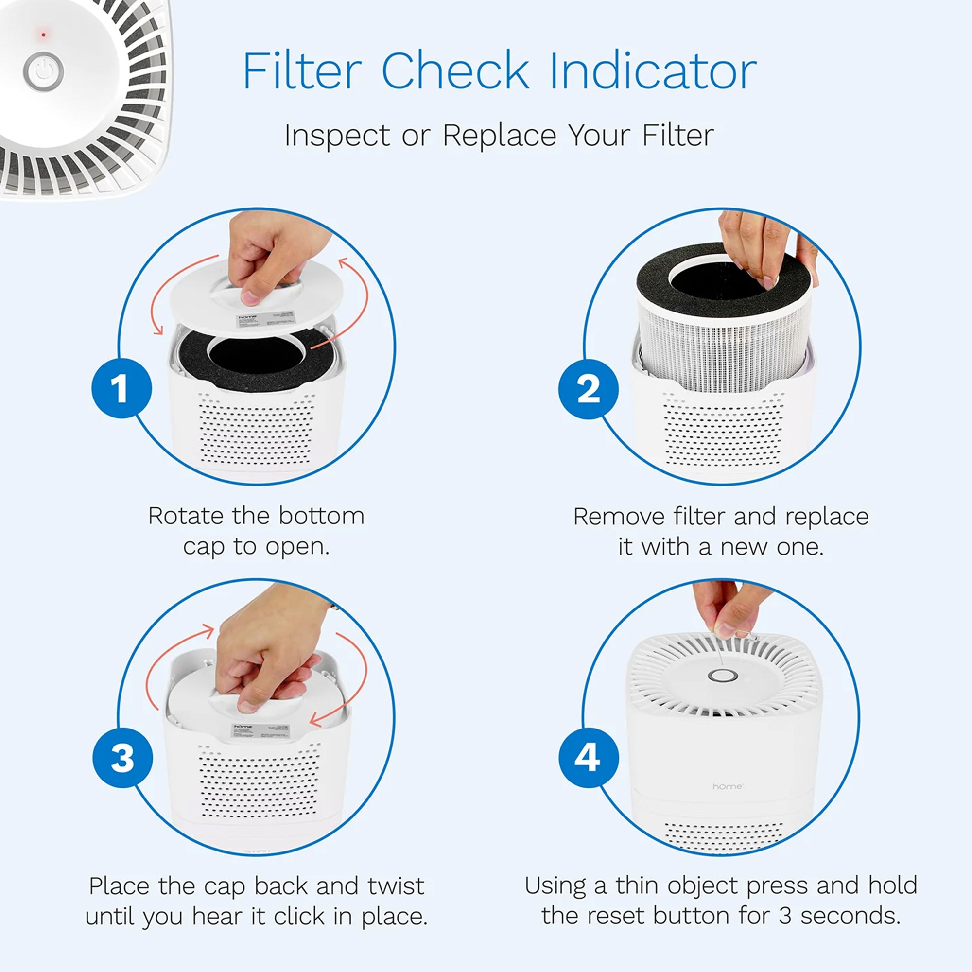 hOmeLabs 4-In-1 Indoor Compact Silent Air Purifier Filtration System Machine - VMInnovations