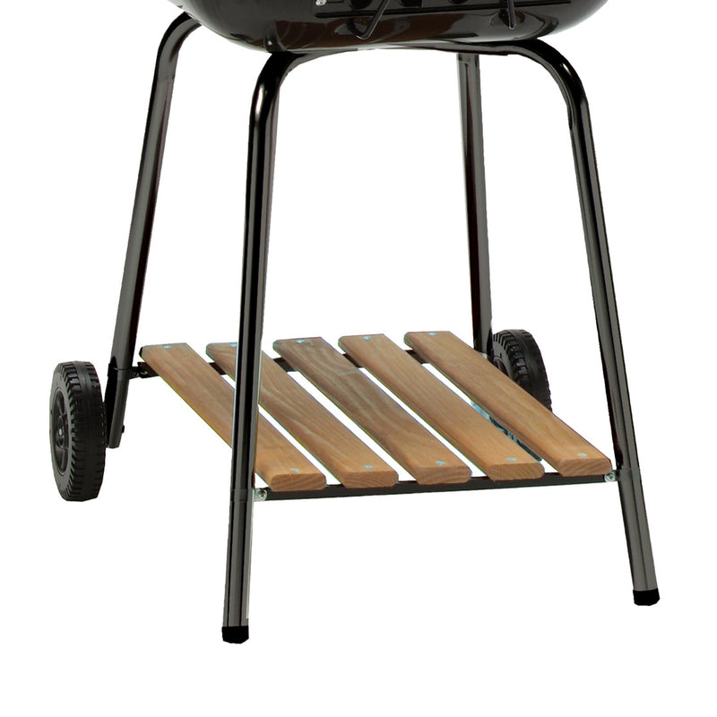 MECO Americana Swinger Wheeled Charcoal Grill w/Side Tables & Bottom Shelf, Red