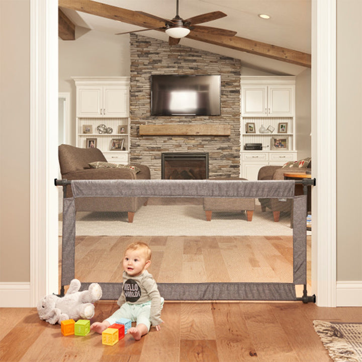 Evenflo Soft & Wide 60" x 27" Portable Polyester Indoor Baby or Pet Gate, Emery - VMInnovations