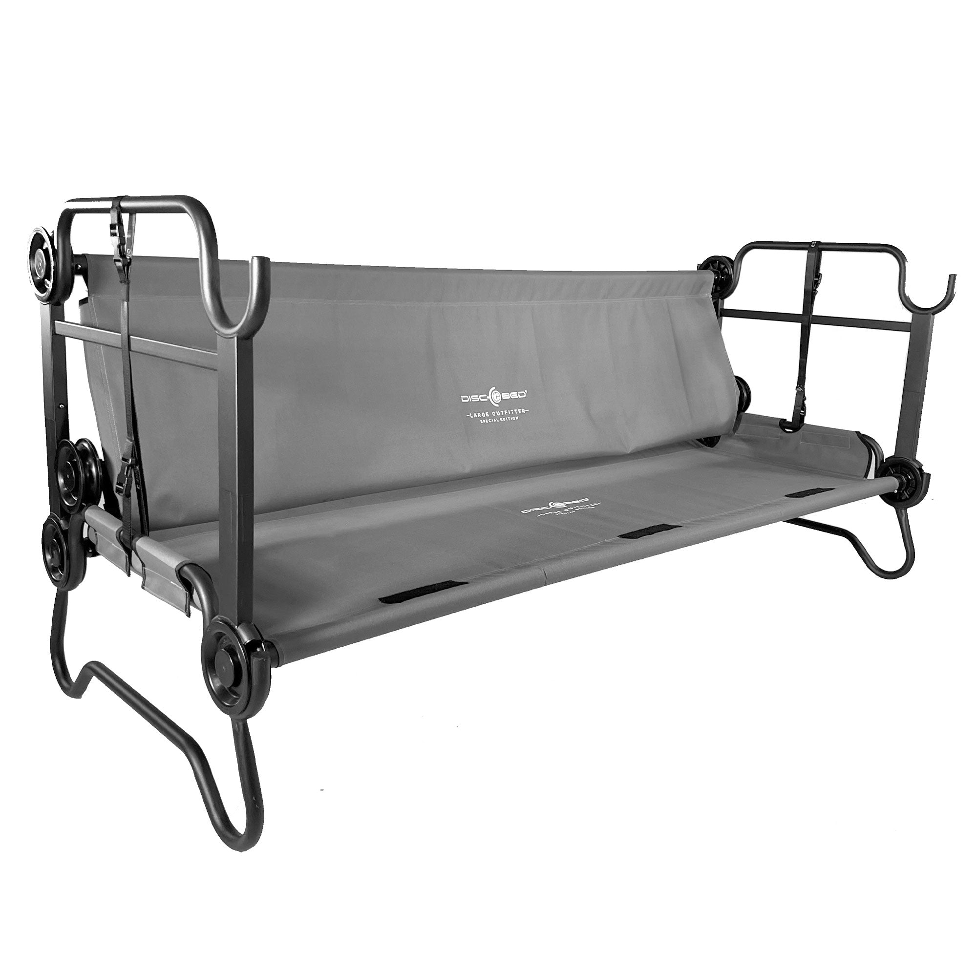 Disc-O-Bed Large Outfitter Bunk Benchable Double Cot w/Storage, Gray (Open Box) - VMInnovations