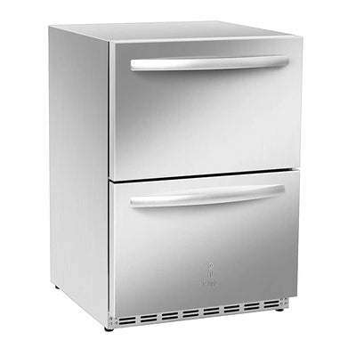 IceJungle 5.3 Cu Ft Stainless Steel Under Counter 2 Drawer Refrigerator, Silver