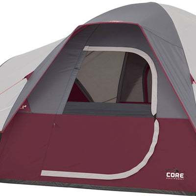 CORE Extended Dome 16 x 9' 9 Person Camping Tent with Air Vents, Red (6 Pack)