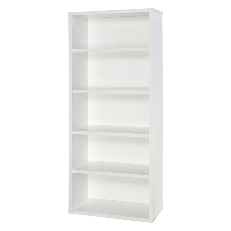 ClosetMaid 5 Tier Bookshelf with Adjustable Shelves and Closed Back Panel, White
