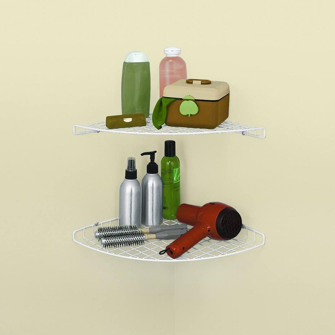 ClosetMaid Semi Circle 12"x12" Epoxy Coated Steel Corner Shelf Organizer, White - VMInnovations