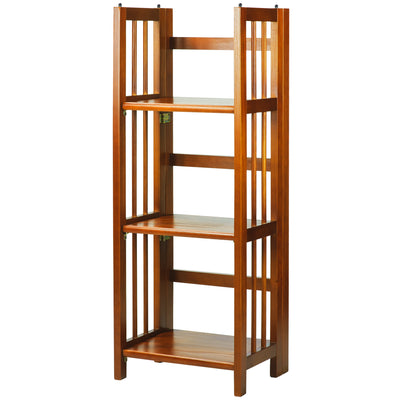 Casual Home 3 Shelf 14 Inch Folding Office Wood Furniture Bookcase, Honey Oak