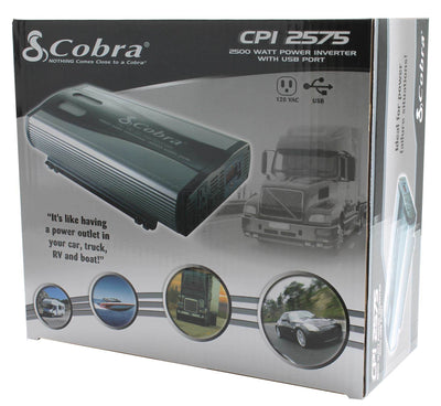 (2) Cobra CPI2575 2500 Watt DC to AC Car Power Inverters w/ (4) 4-AWG Cable Kits