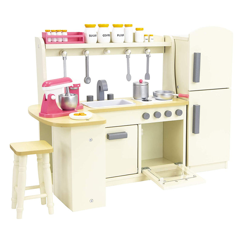 Playtime by Eimmie Wood Kitchen Cooking Playset w/ Accessories for 18 Inch Dolls