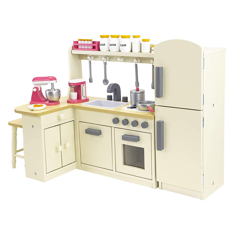 Playtime by Eimmie Wood Kitchen Cooking Playset w/ Accessories for 18 Inch Dolls