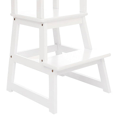 SDADI Kids Kitchen Step Stool Holds up to 150 Pounds with Safety Rail, White