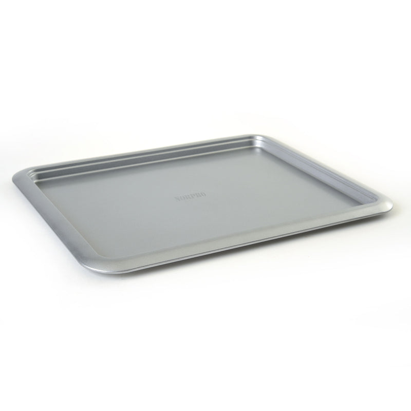 Norpro Non Stick 16.5 Inch Carbon Steel Rimmed Full Baking Cookie Sheet, Silver