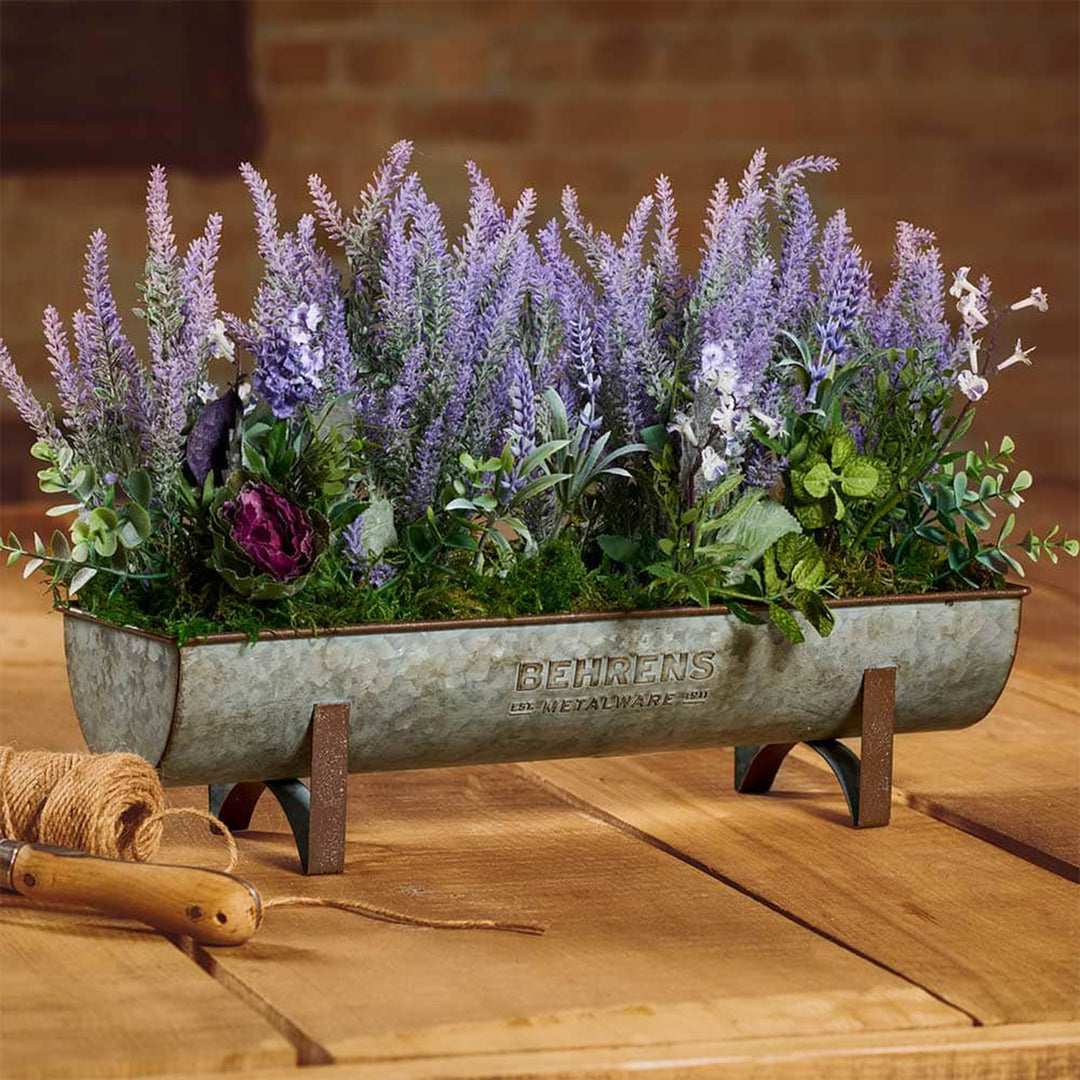 Behrens Versatile Large 19.75 Inch Galvanized Steel Trough Planter, Steel Gray - VMInnovations