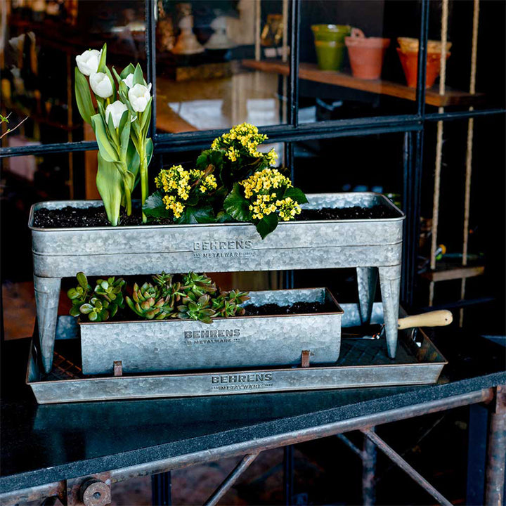 Behrens Versatile Large 19.75 Inch Galvanized Steel Trough Planter, Steel Gray - VMInnovations