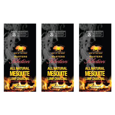 Best of the West Masters Mesquite Lump Grilling Charcoal 20 Pound Bag (3 Pack)