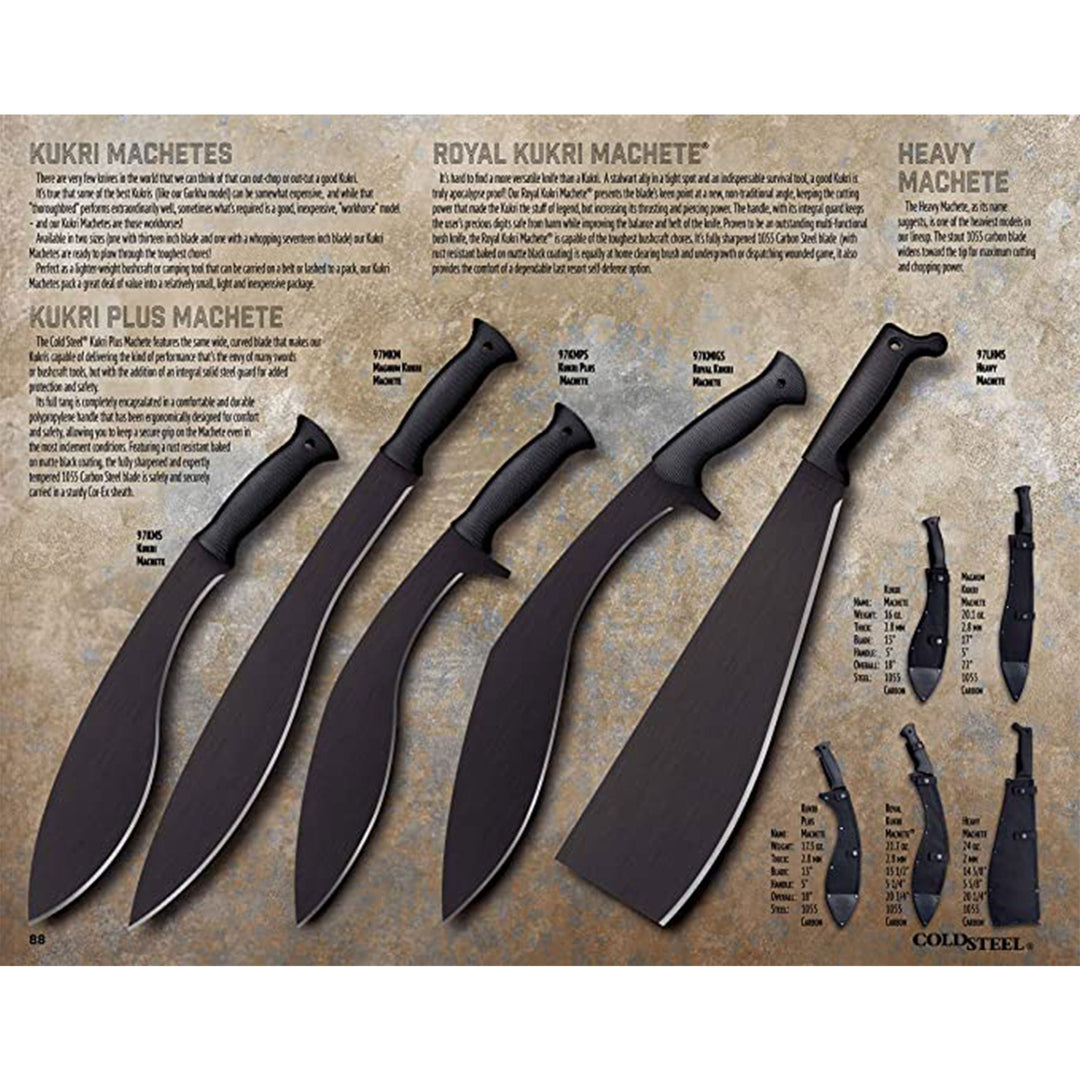 Cold Steel Kukri Plus 18 Inch Survival Hunting Machete with Sheath (2 Pack) - VMInnovations