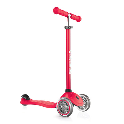 Globber Primo 3-Wheel Adjustable Kids Kick Scooter with Comfort Grips, Red