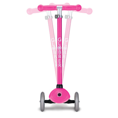 Globber Primo 3-Wheel Kids Kick Scooter, Adjustable Height, Comfort Grips, Pink