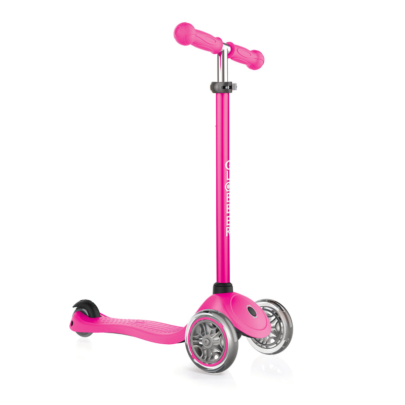 Globber Primo 3-Wheel Kids Kick Scooter, Adjustable Height, Comfort Grips, Pink
