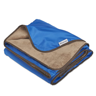 Lightspeed XL Ultra-Plush Waterproof Outdoor Stadium Blanket w/ Travel Bag, Blue