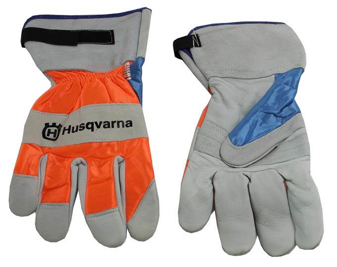 2) Pairs Husqvarna Heavy Duty Leather Work Chain Saw Protective Gloves Medium M