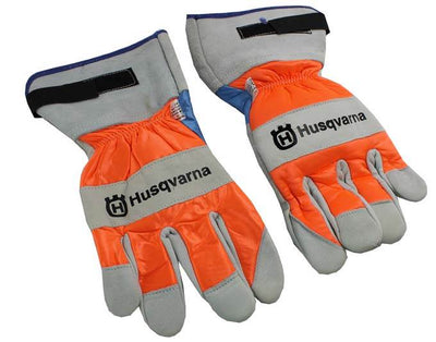 4) Pairs Husqvarna Heavy Duty Leather Work Chain Saw Protective Gloves Large L