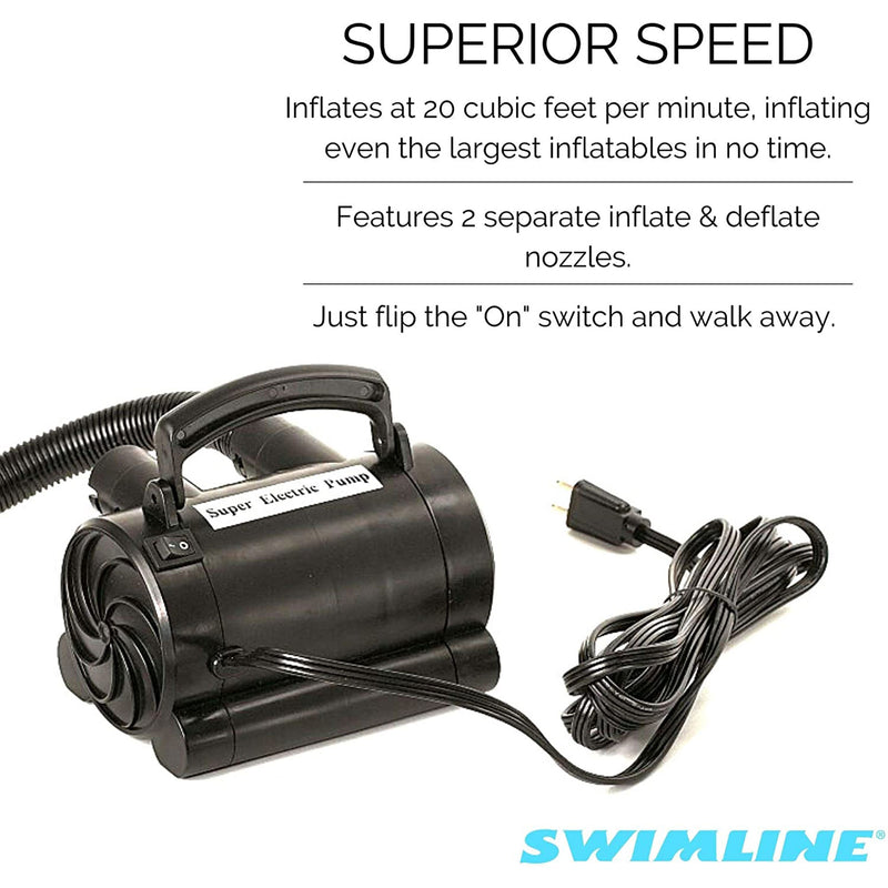 Swimline Electric Air Pump with Adapters for Pool Inflatables & Air Mattresses - VMInnovations