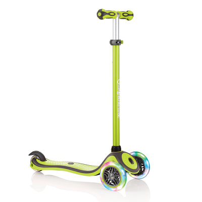 Globber 442-106 V2 3-Wheel Kids Kick Scooter with LED Light Up Wheels, Lime
