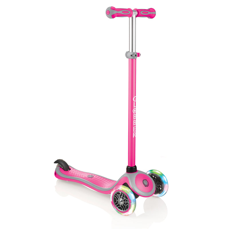 Globber 442-110 V2 3-Wheel Kids Kick Scooter with LED Light Up Wheels, Pink