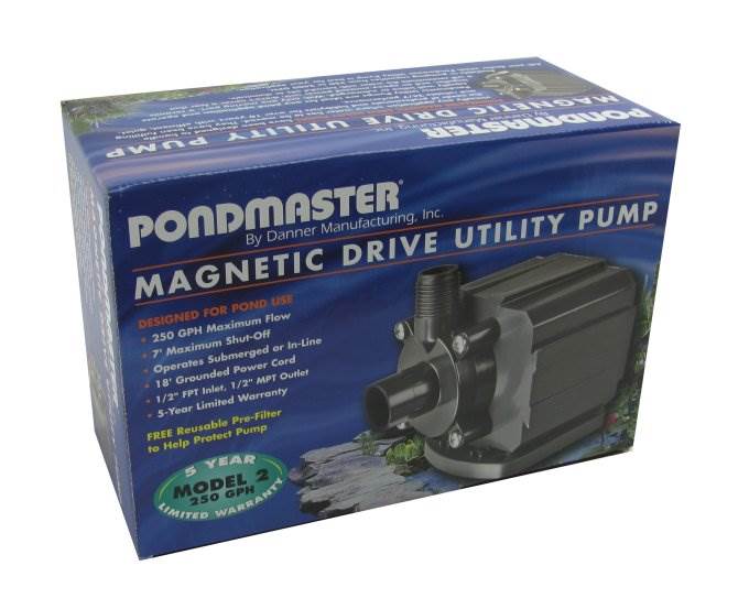 NEW! (2) PONDMASTER 02522 PM-2 Supreme Mag Drive Aquarium/Pond Pumps - 250 GPH