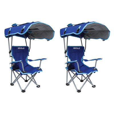 Kelsyus Kids Original Folding Backpack Lounge Chair with Canopy, Blue (2 Pack)